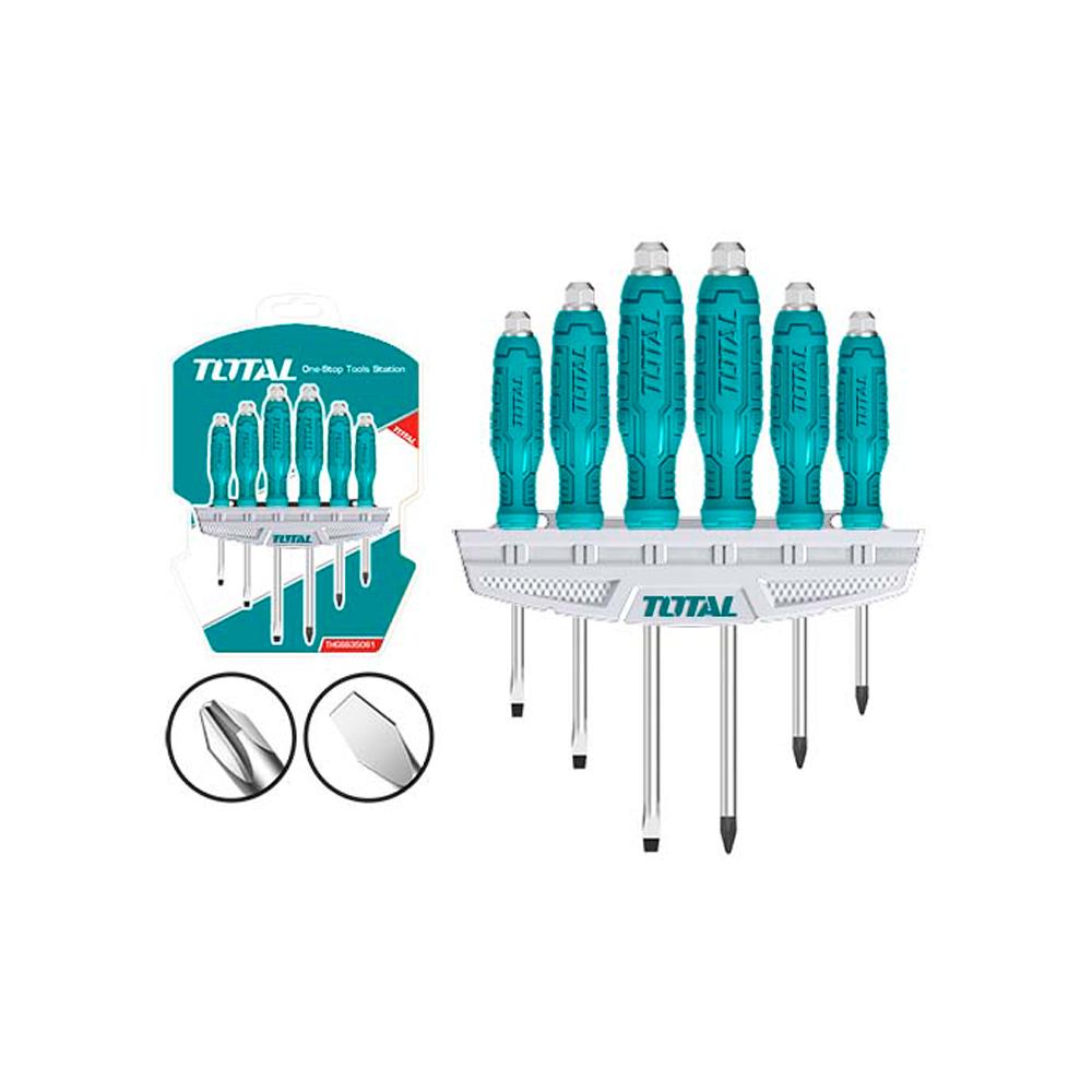 Juego Destornilladores X 6 Pcs De Golpe Cromo Vanadium Total Thgss35061