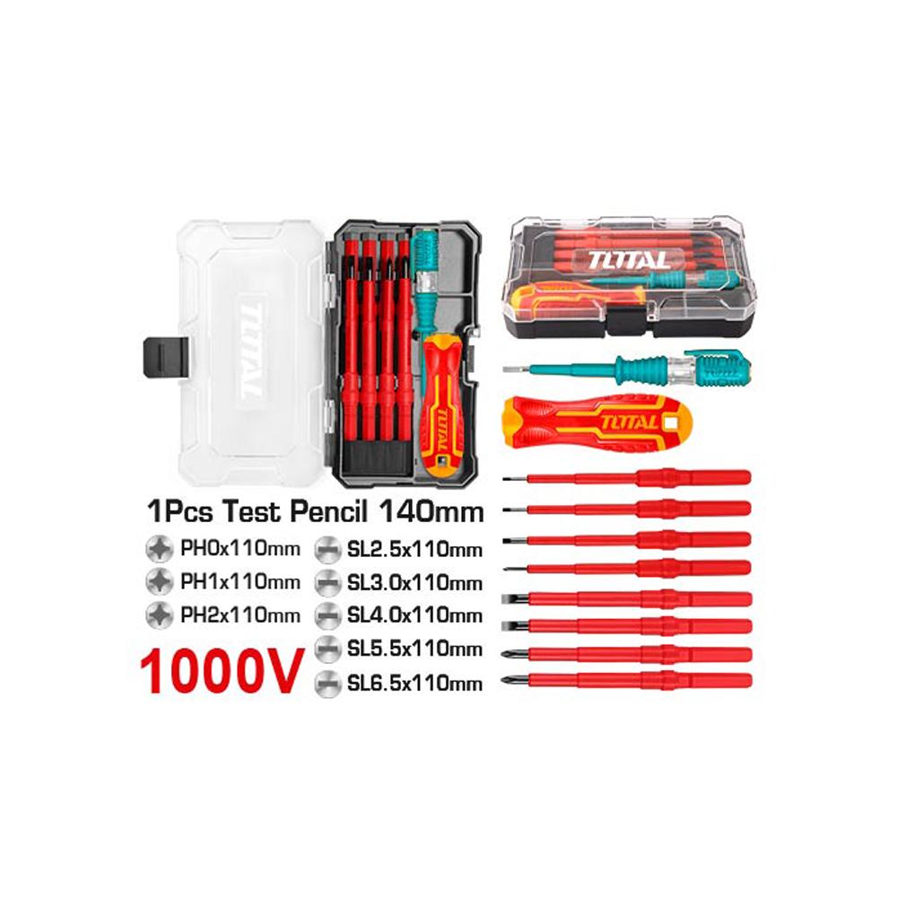 Destornillador Relojero Aislado Juego X 10 Pzs 1000 V Total Thtis5106