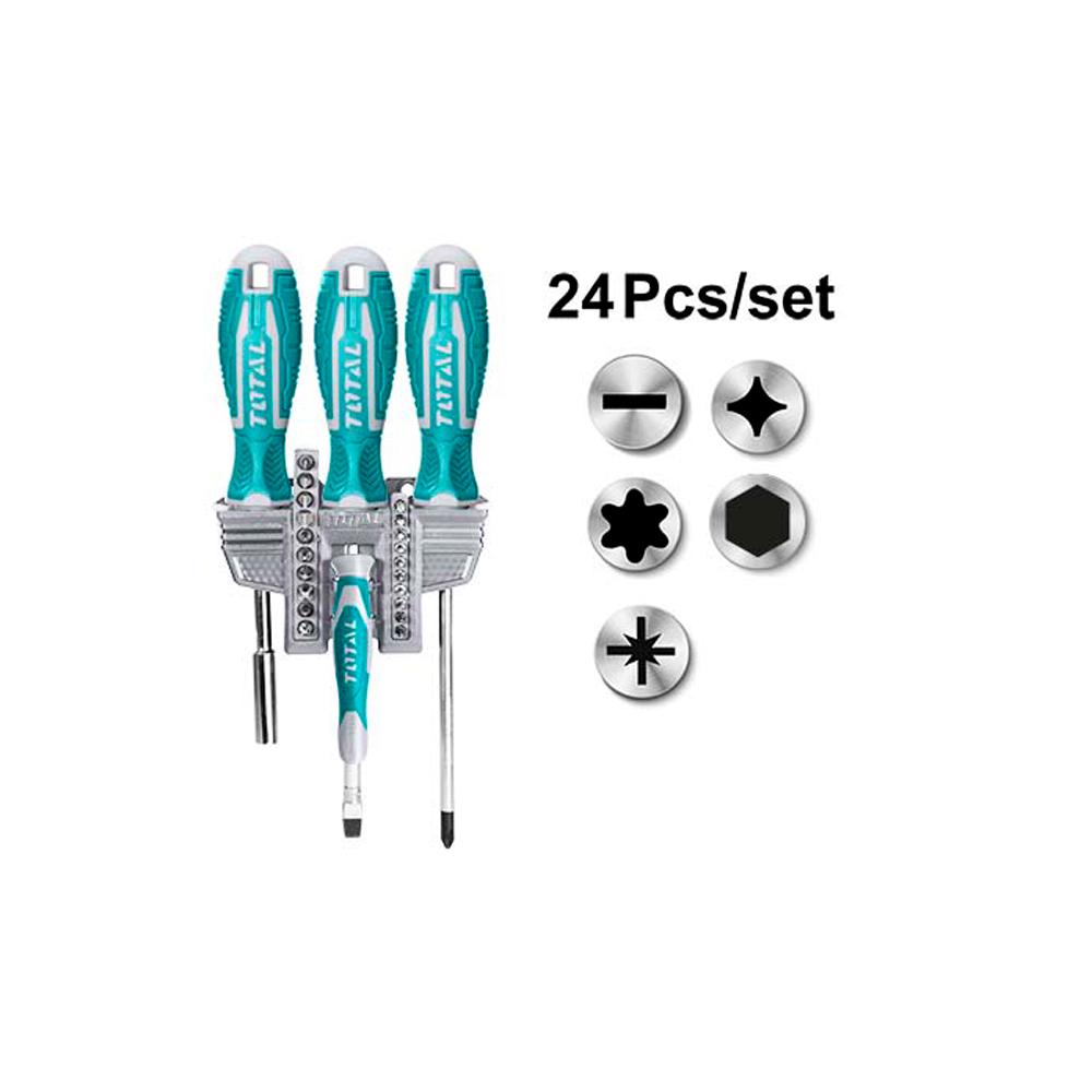 Juego De Destornilladores X 24 Pzs  Incluido Puntas Total Tacsd302462