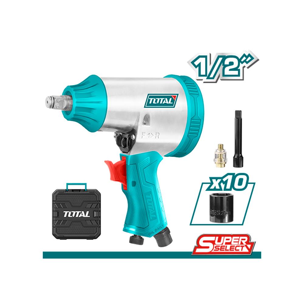 Pistola Impacto 12 Neumatica Incluye 10 Copas Caja Plastica Super Select Total Tat41125