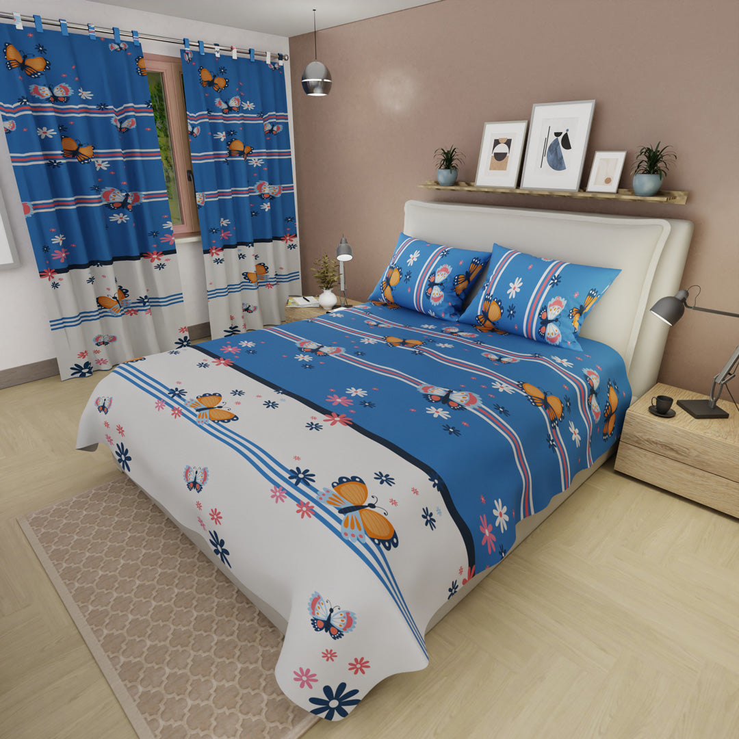 Sábana Ajustable Florecer De En Sueño Azul