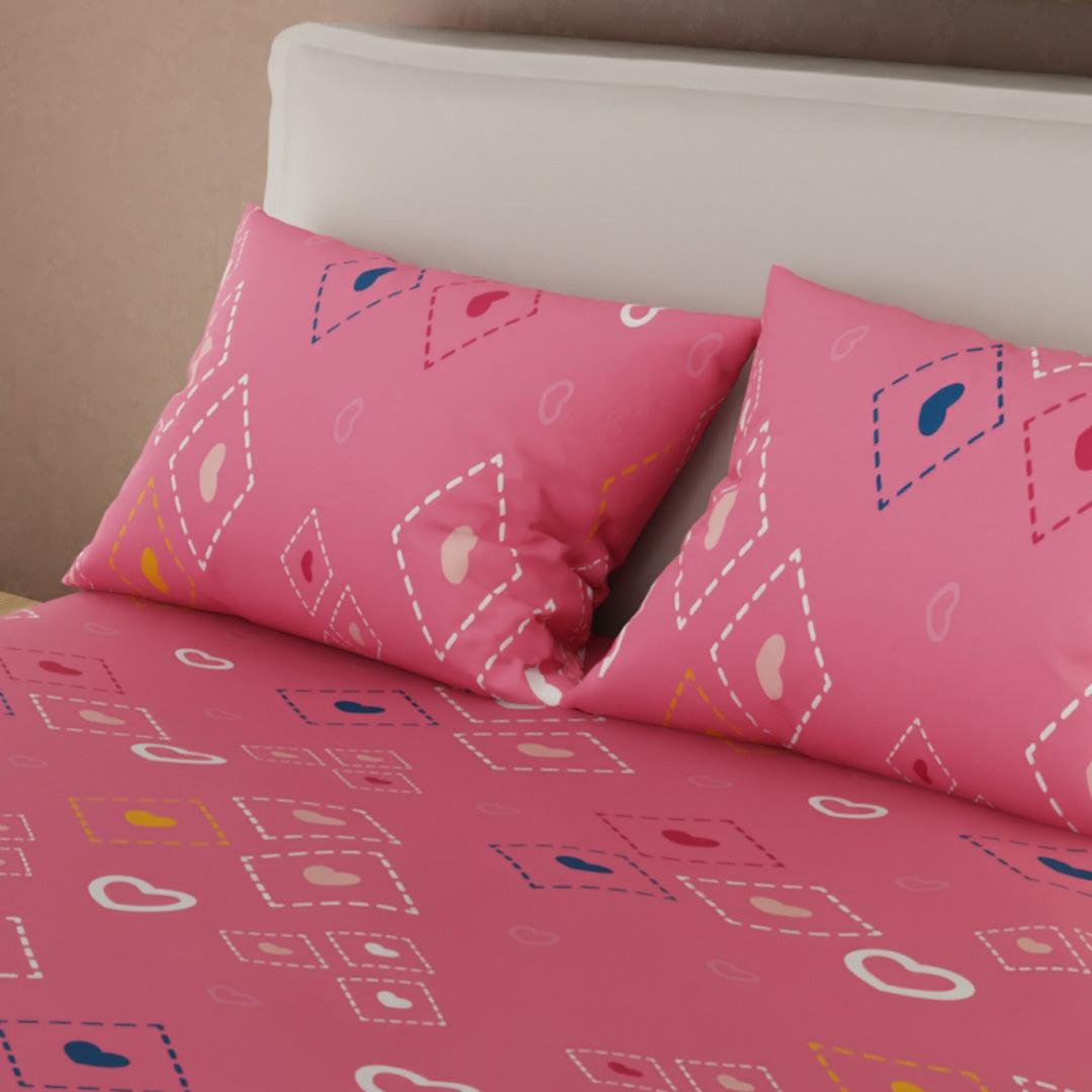 Juego De Sábanas Microfibra Suavizada Dream Hearts Rosa