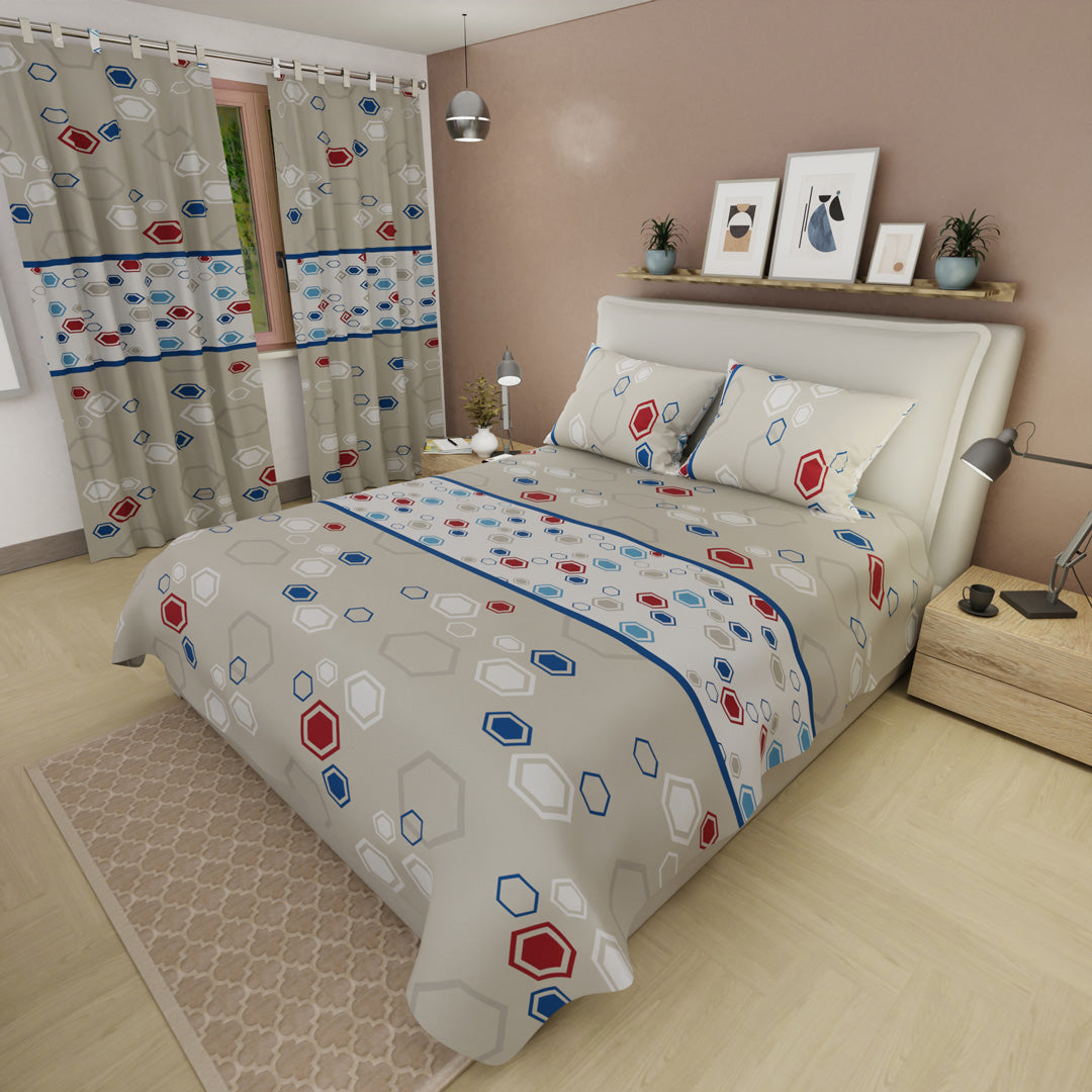 Juego De Sábanas Microfibra Suavizada Mosaico Moderno