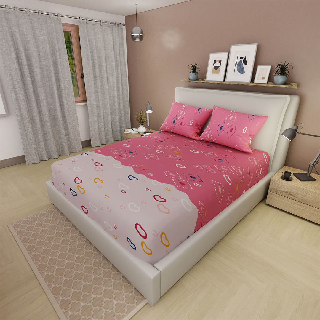 Sábana Ajustable Dream Hearts Rosa