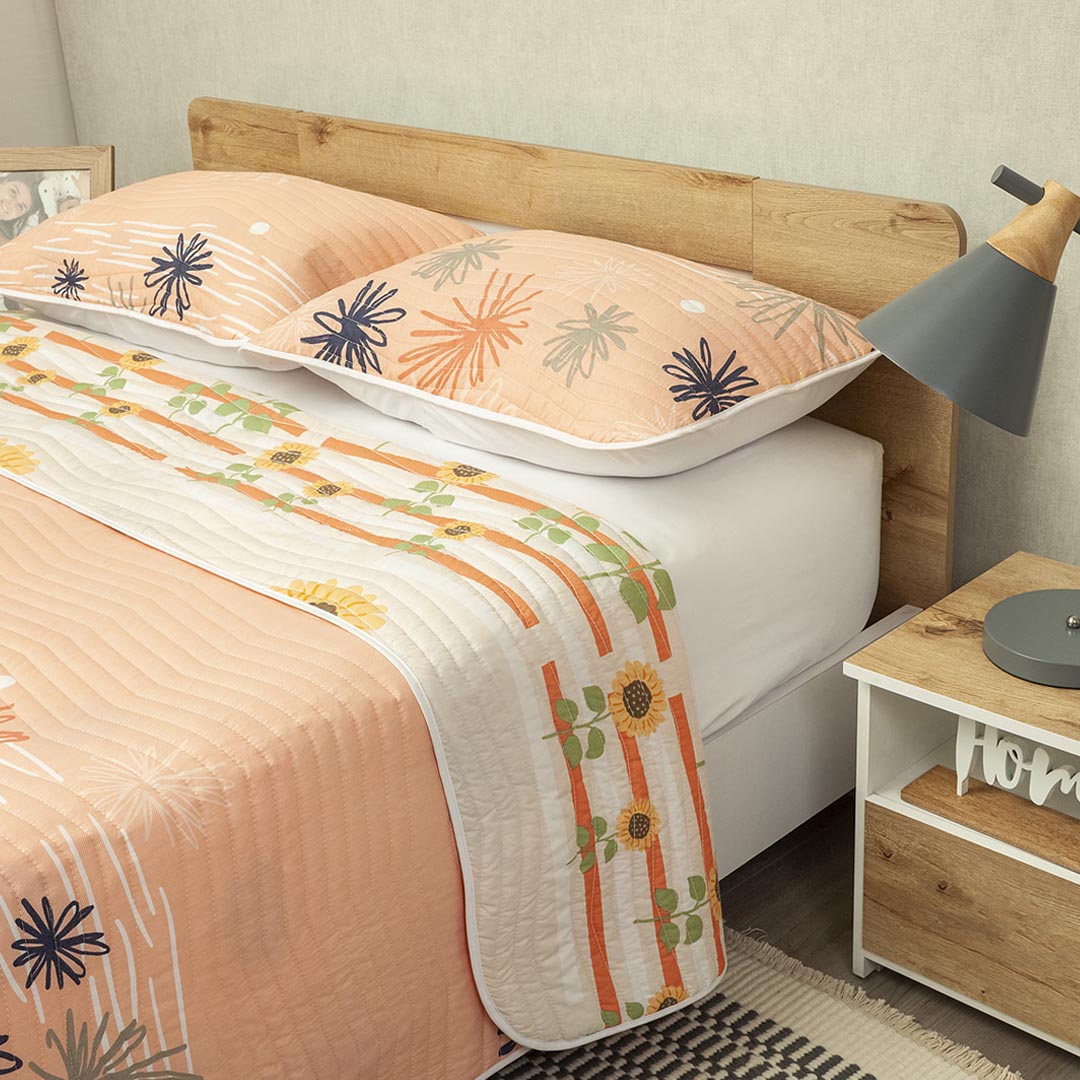 Cubrelecho Estampado Prensado Doble Faz Verano Eterno