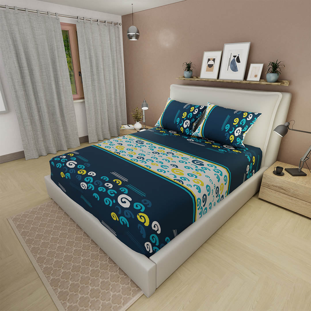 Sábana Ajustable Vórtice Creativo Azul