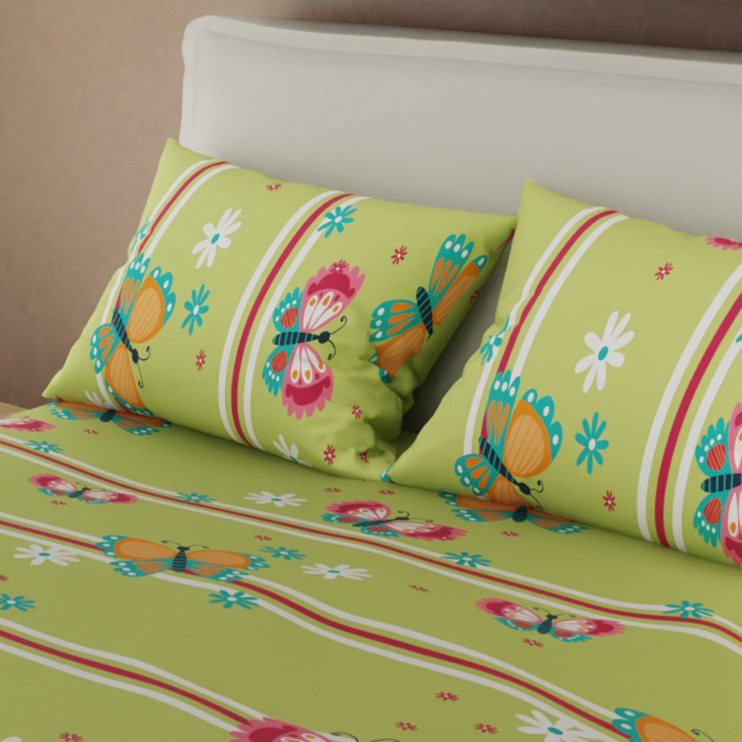 Juego De Sábanas Con Cortinas  Florecer De En Sueño Verde