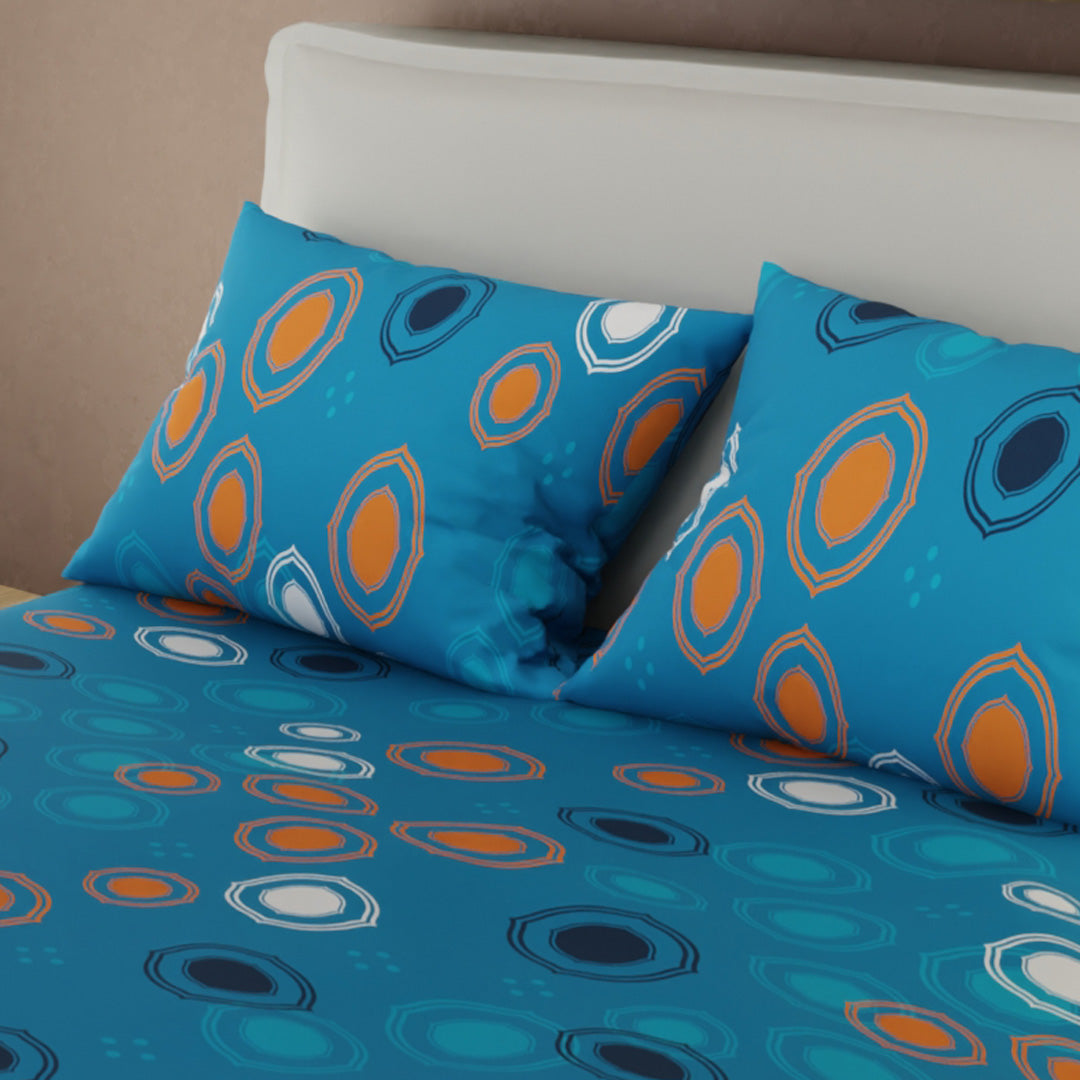 Juego De Sábanas Con Cortinas Órbita Nocturna Azul