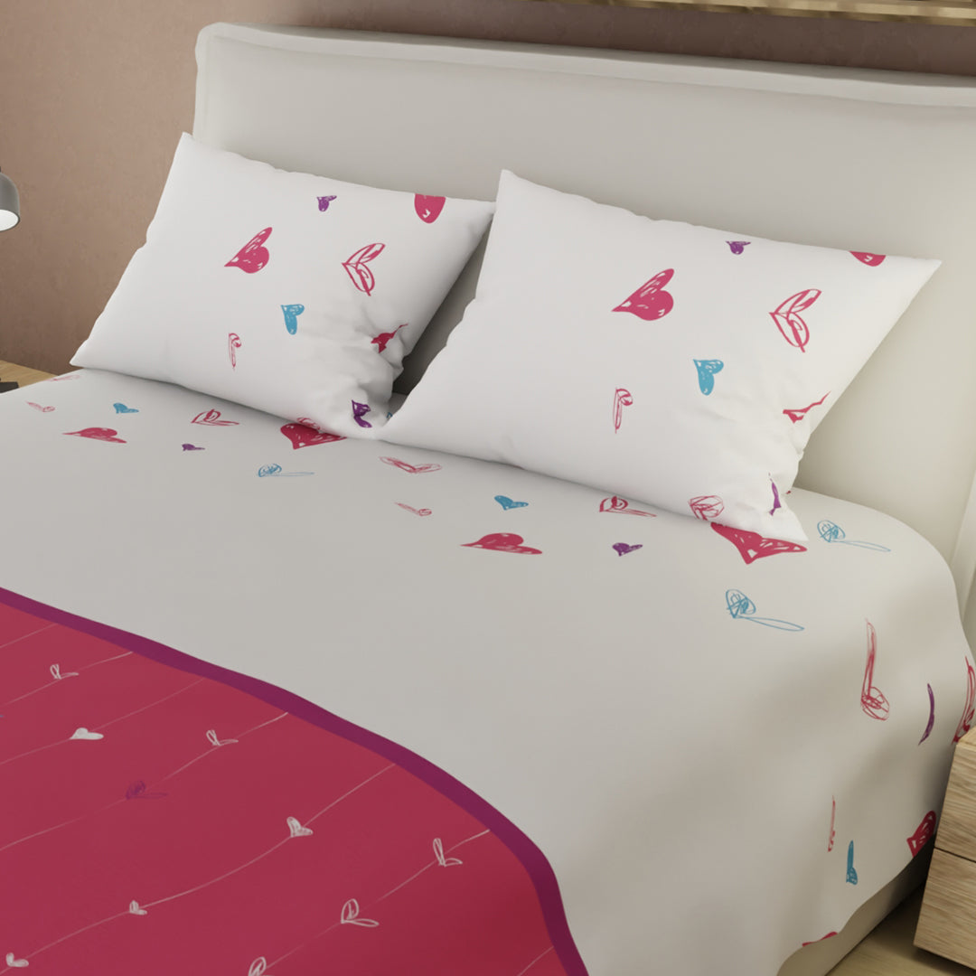 Juego De Sabanas 180 Hilos  Lazos De Amor En Rojo