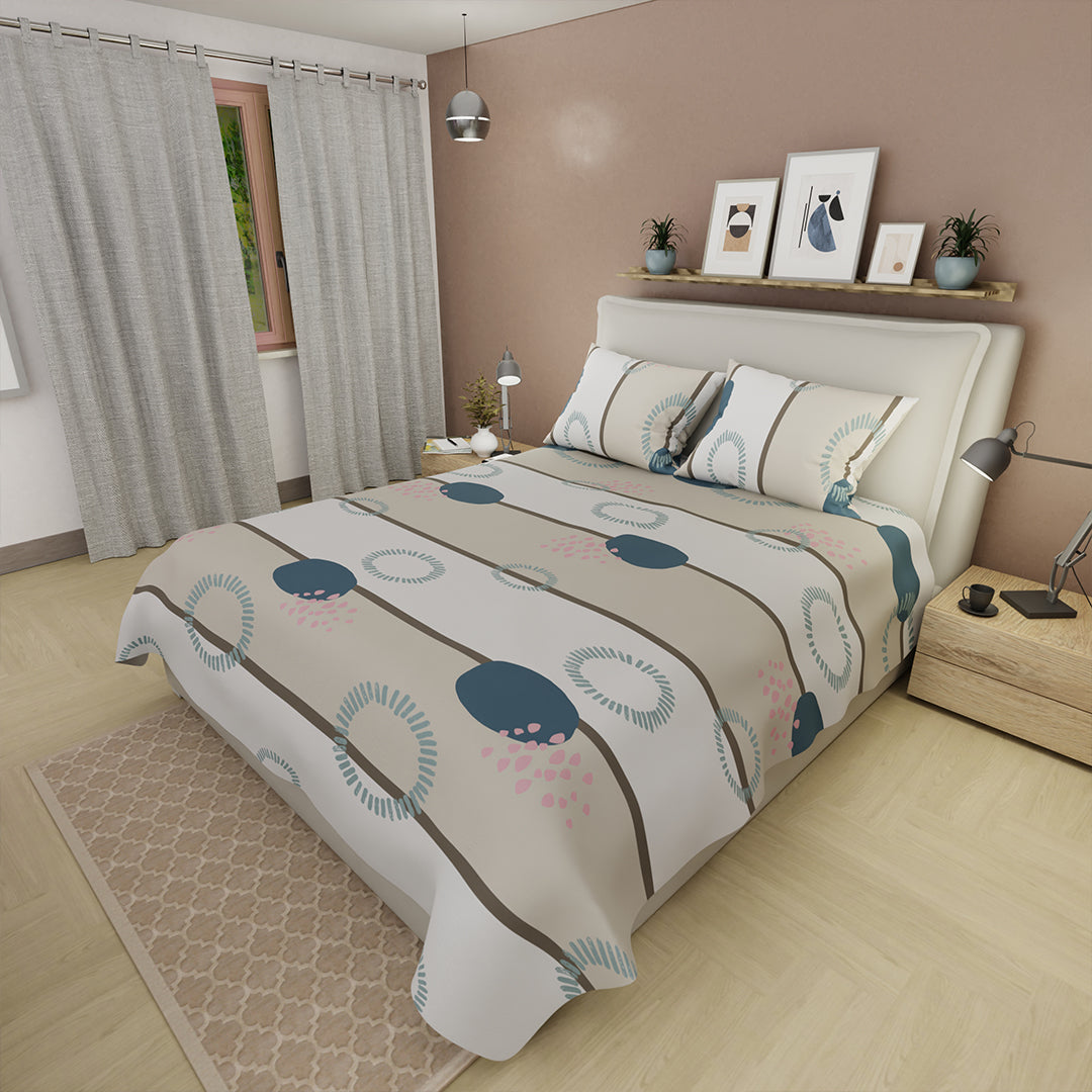 Juego De Sábanas 180 Hilos Curvas Con Estilo Beige