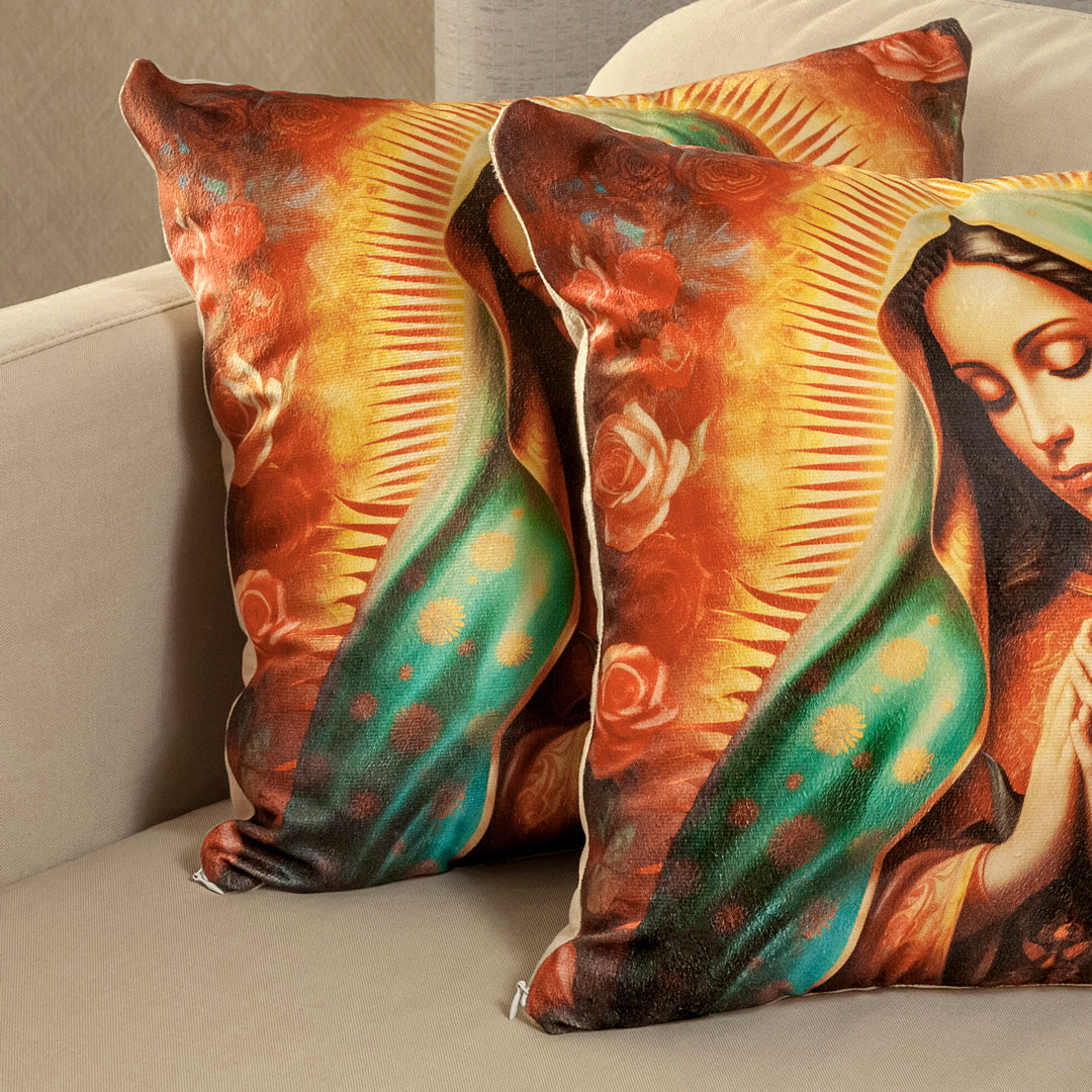 Cojines Jardín Del Edén Virgen De Guadalupe Entre Rosas