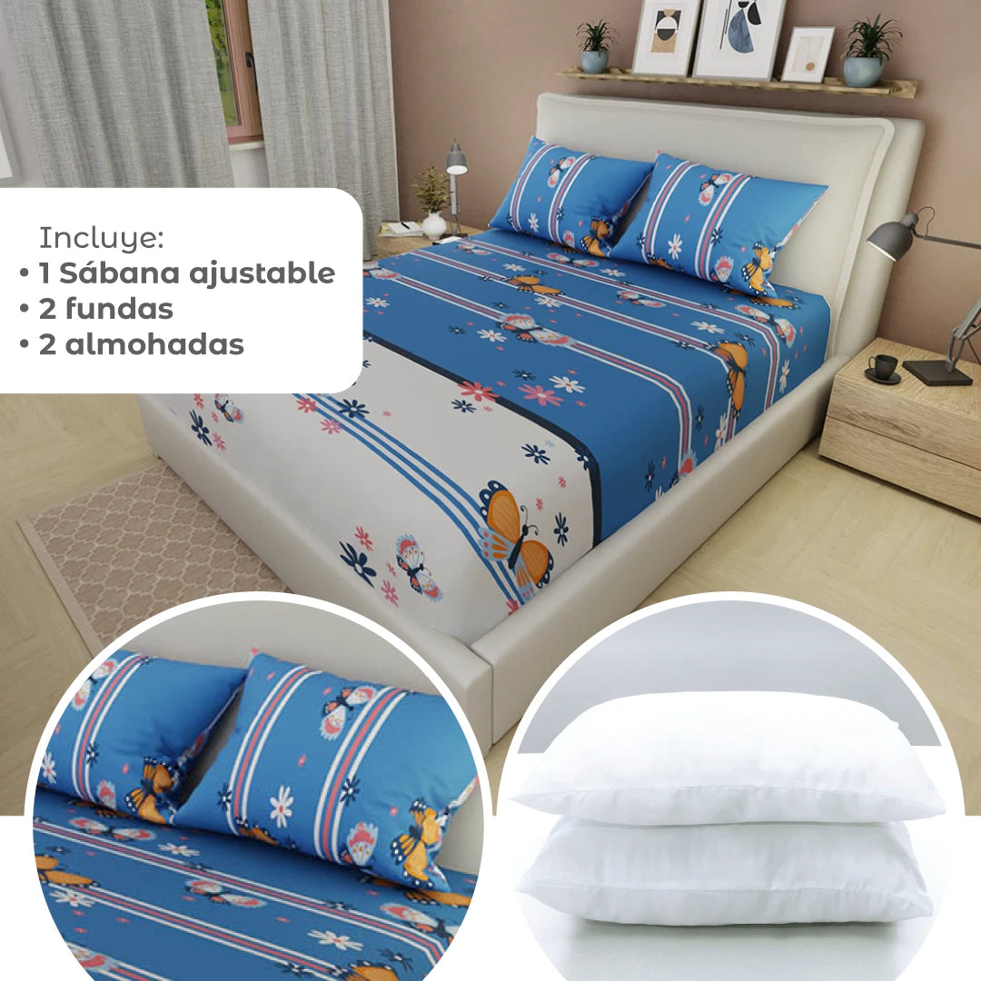 Combo 5 En 1 Azul - Mariposas