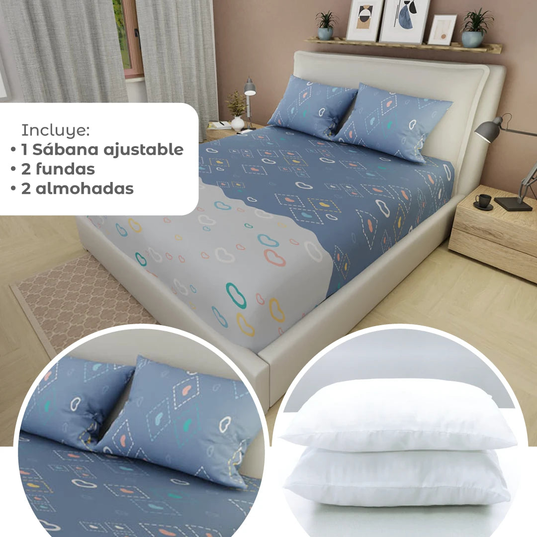 Combo 5 En 1 Azul - Corazones
