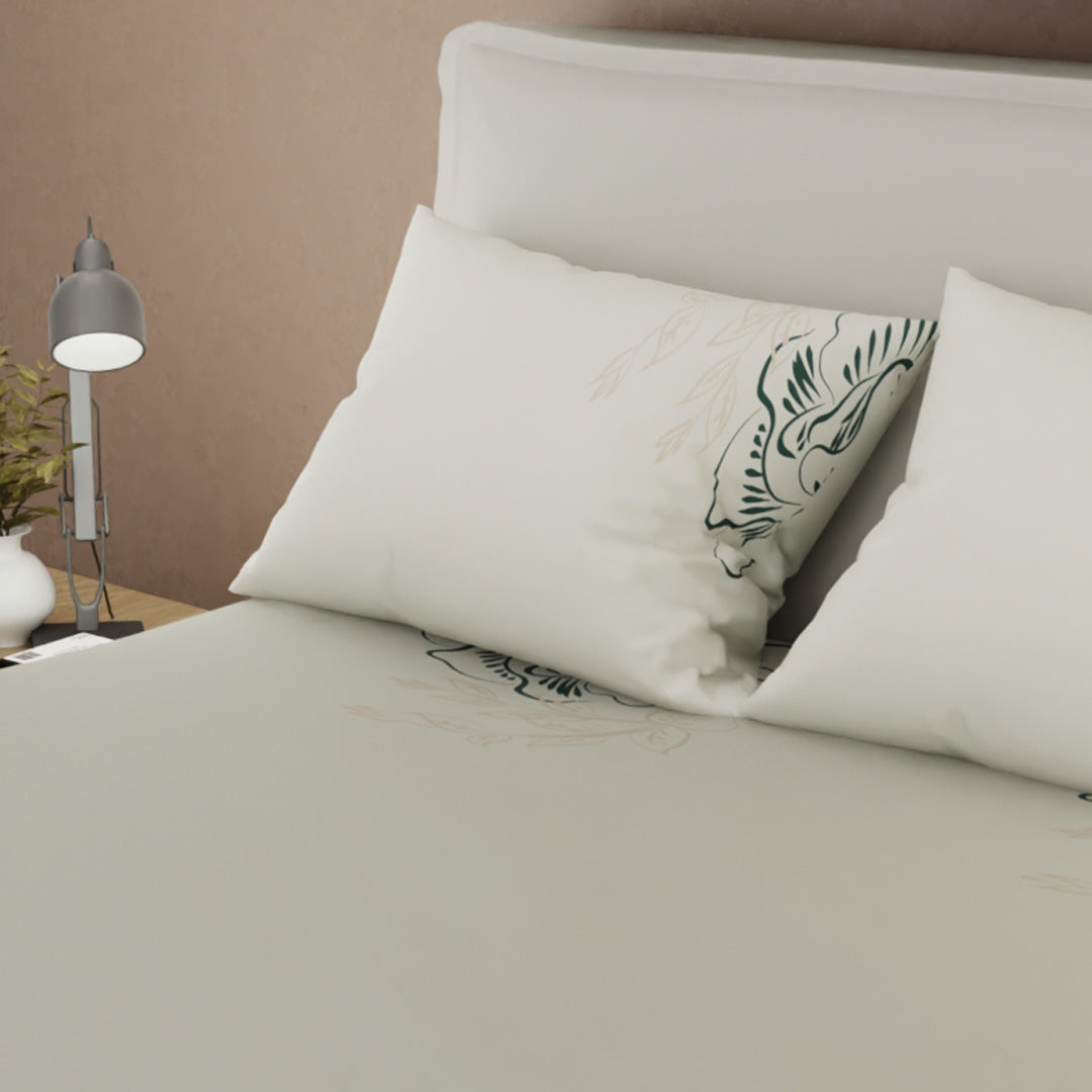 Juego De Sábanas De 250 Hilos Tranquilidad Floral Beige