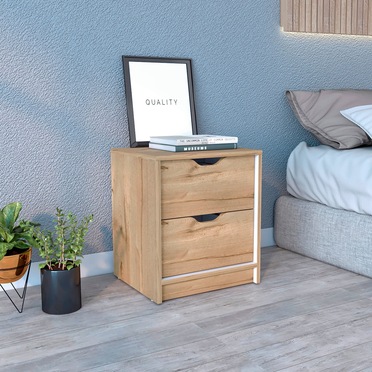 Mesa De Noche Basilea 48X41X36 Rta Duna Blanco