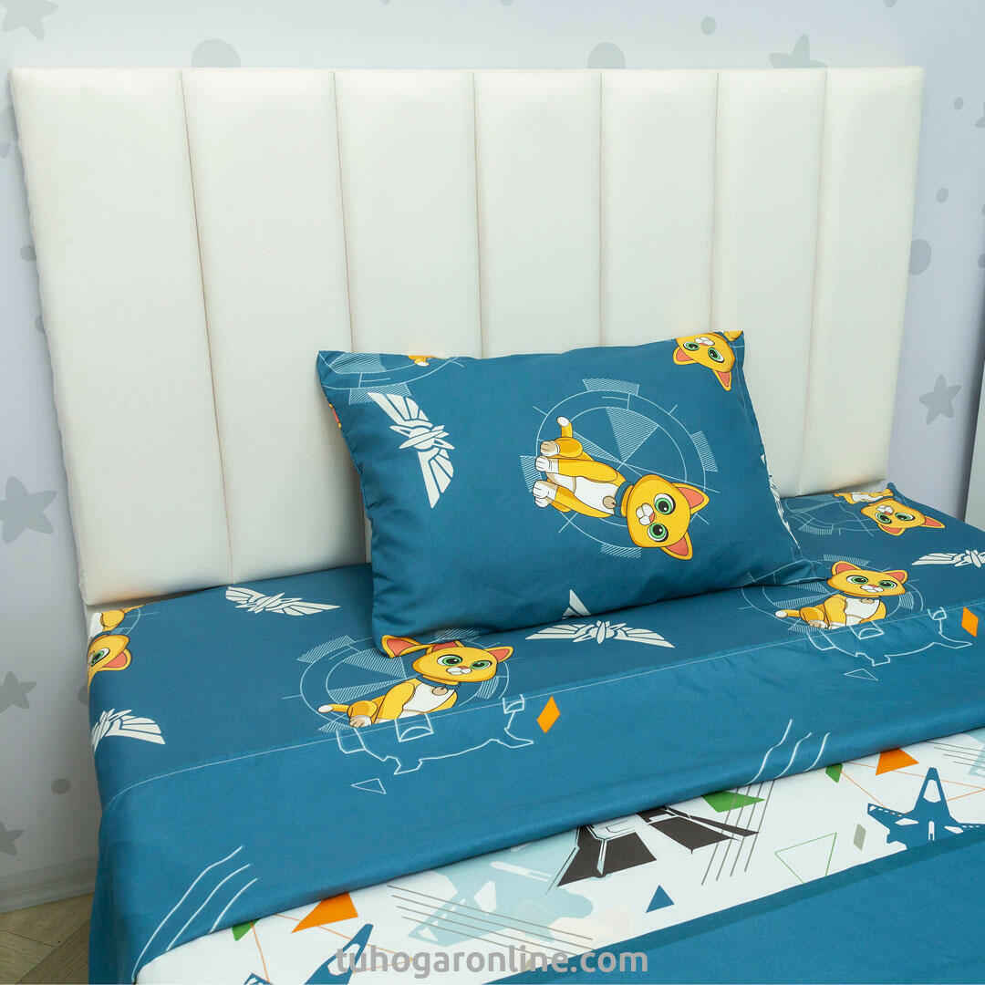 Juego De Sábana Con Cortina Disney Azul Buzz Ligthyear Estampados Animados