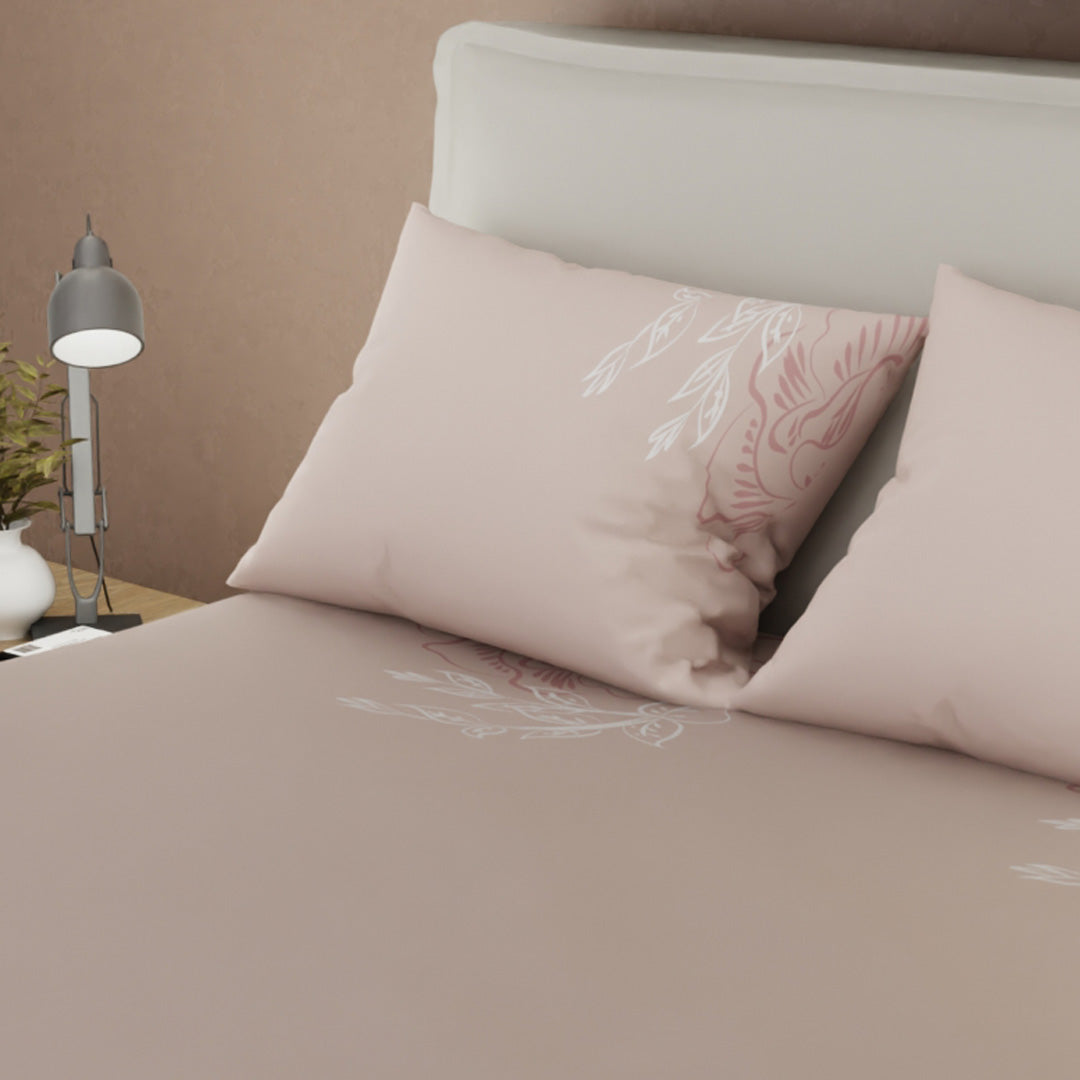 Juego De Sábanas De 250 Hilos Tranquilidad Floral Rosa