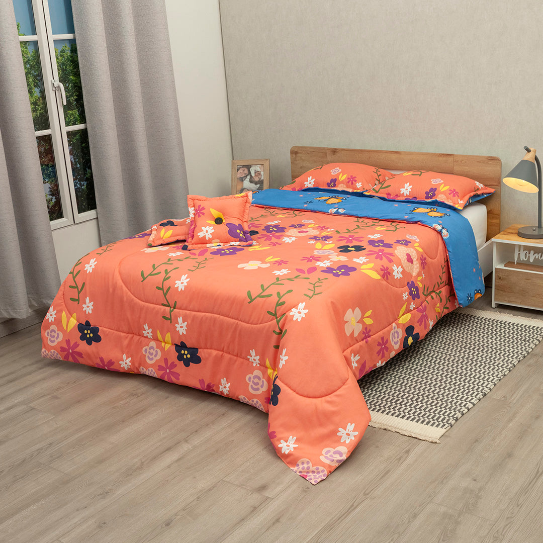 Cubrelecho Super Acolchado Florecer De En Sueño Azul