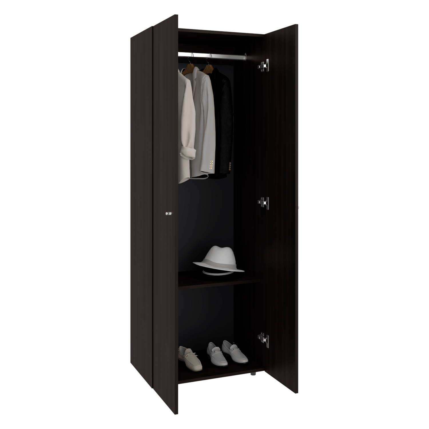 Closet 2 Puertas E1 Tuhogar 170X60X40 Rta Nogal Negro Zf