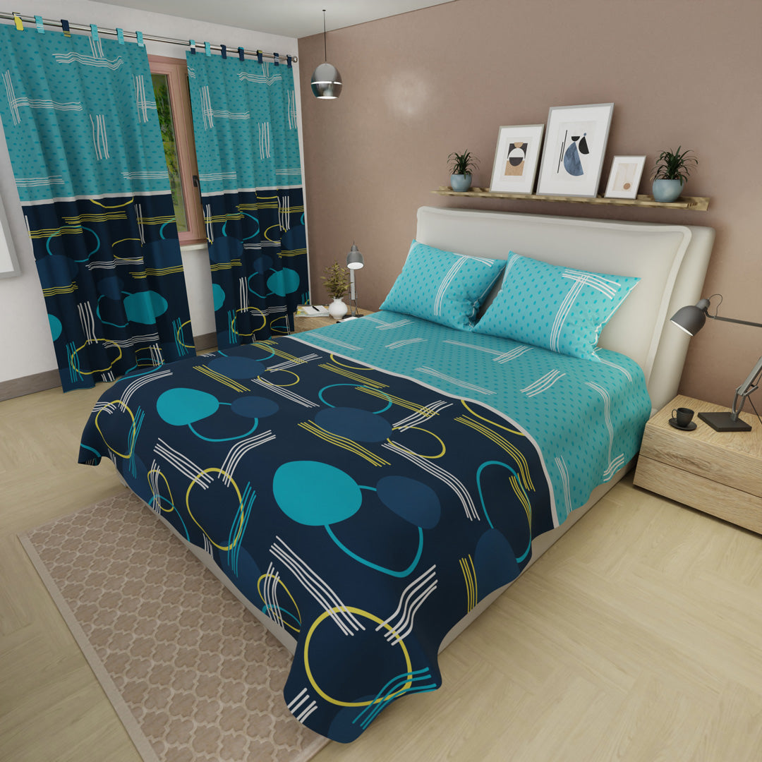 Juego De Sábanas Microfibra Suavizada Estilo Estelar Azul