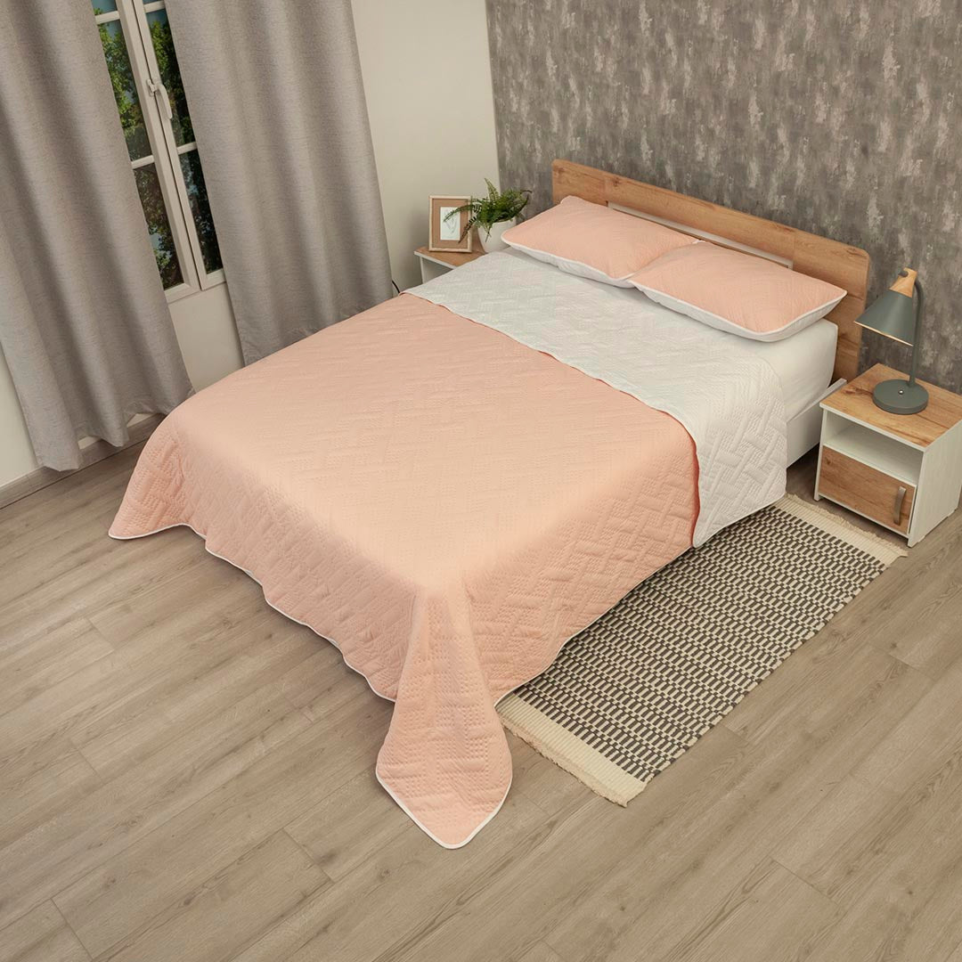 Cubrelecho Termosellado Cotton Sense Solo Fondo Rosa