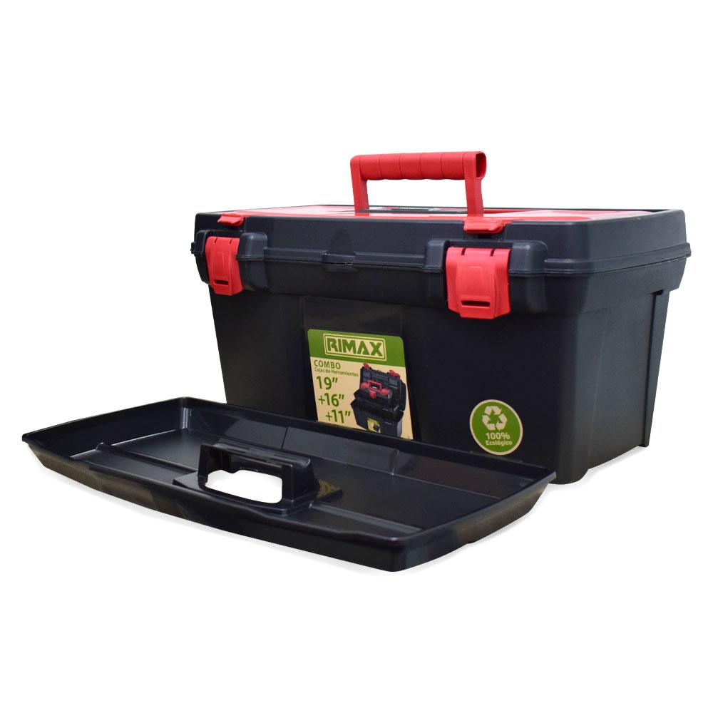 Caja Herramienta Kit X 3 Plastica  Negro  Rojo 191611 Rimax 12211
