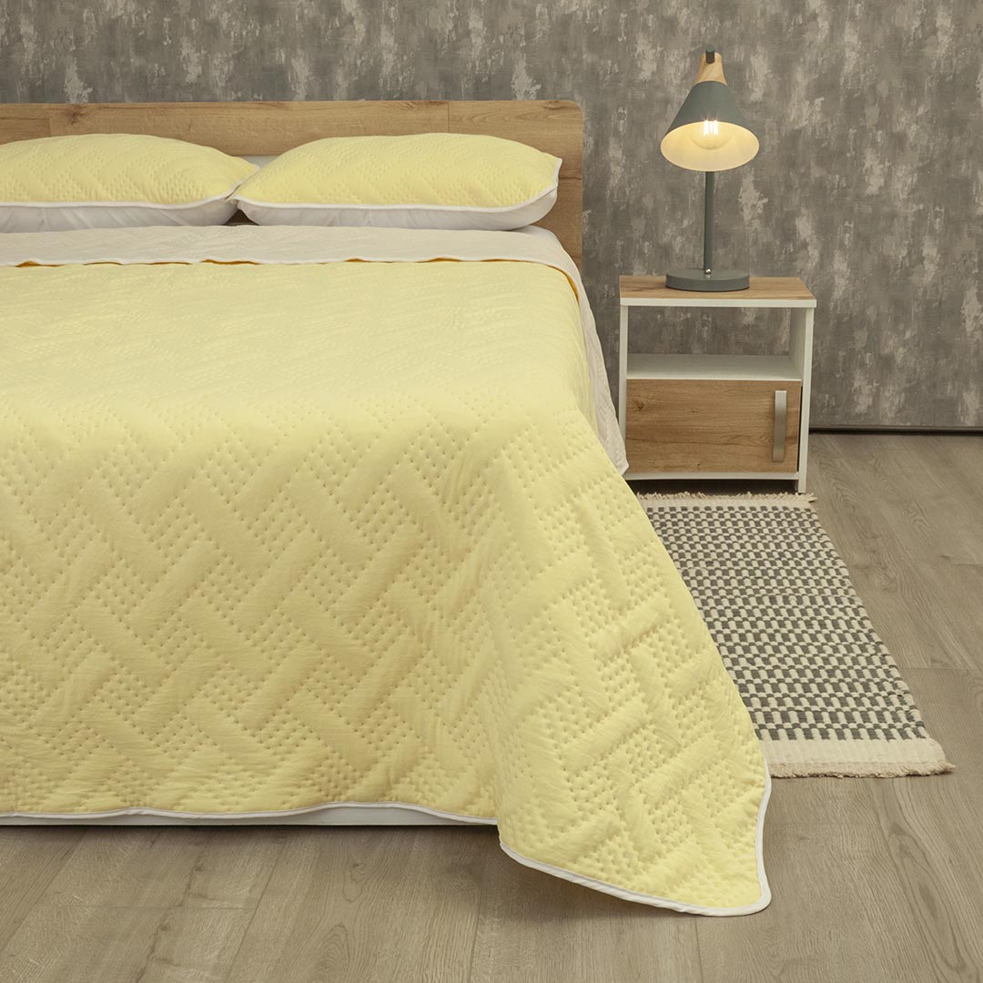 Cubrelecho Termosellado Cotton Sense Solo Fondo Amarillo