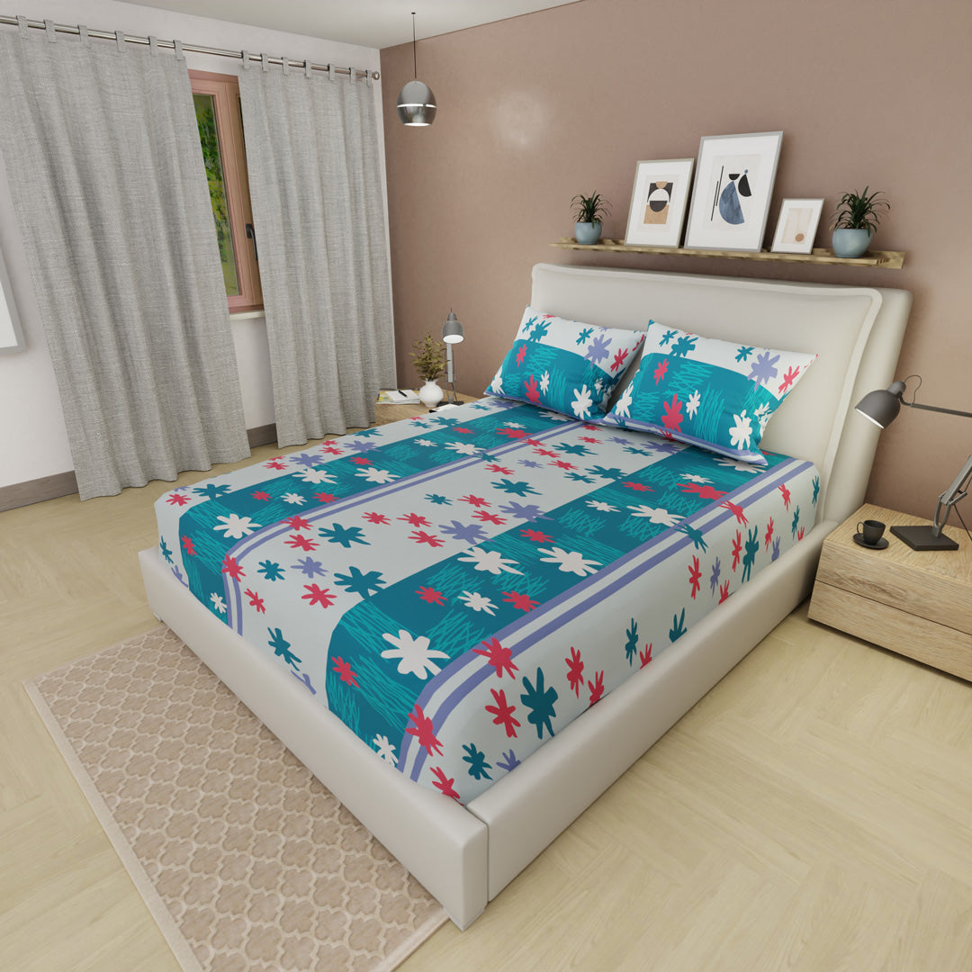Sábana Ajustable Ensoñación Floral Turquesa