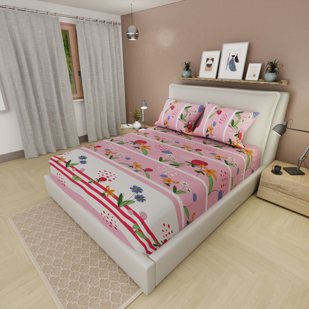 Sábana Ajustable Alegoría Floral Rosa