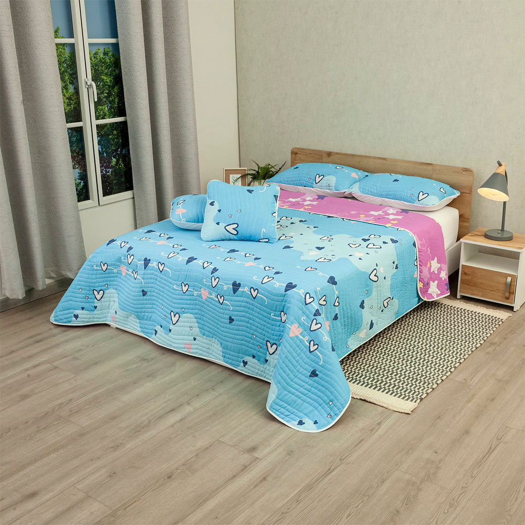 Cubrelecho Estampado Prensado Doble Faz Universo Pop