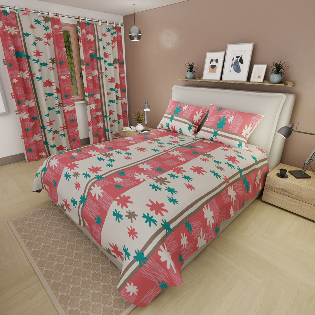 Juego De Sábanas Microfibra Suavizada Ensoñación Floral Rosa