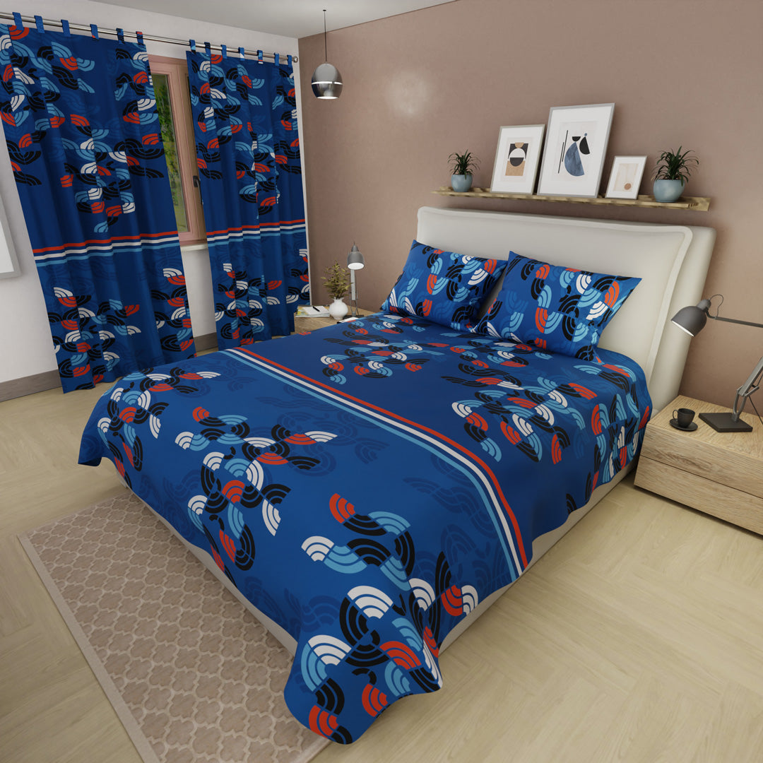 Juego De Sábanas Microfibra Suavizada Bosque Acuático Azul