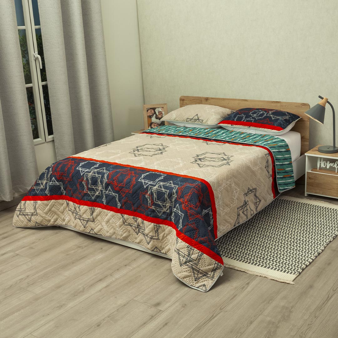 Cubrelecho Doble Faz Termosellado Oasis Moderno Verde