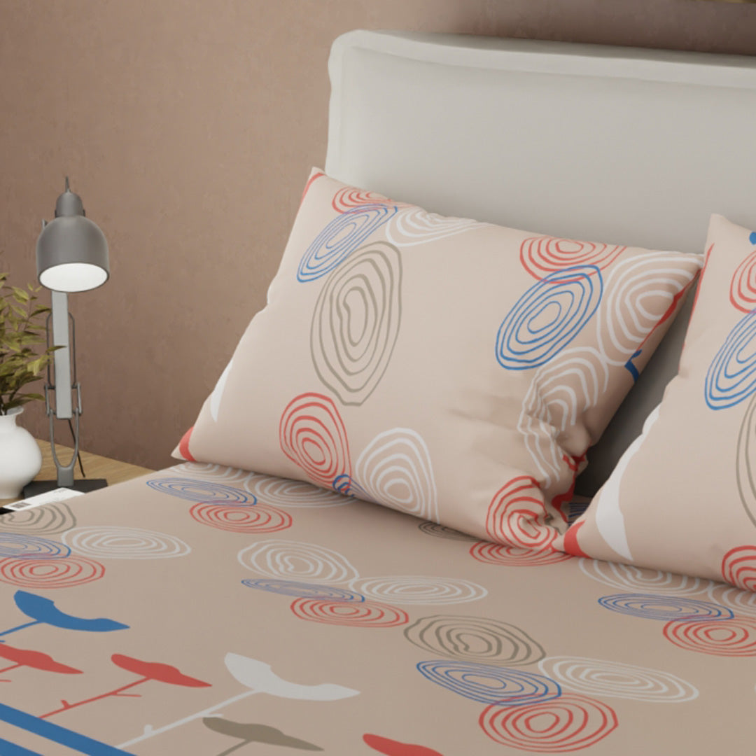 Juego De Sábanas Con Cortinas Espiral De Sueños Crema