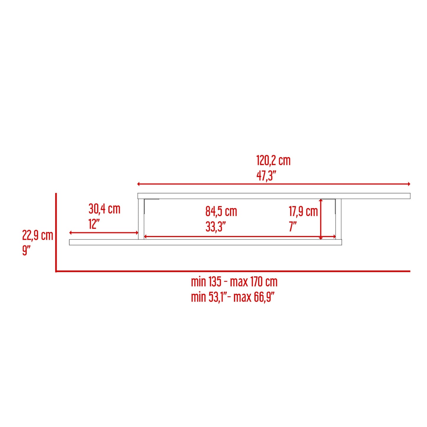 Rack De Tv Flotante Dili 22X170X29 Rta Wengue Zf