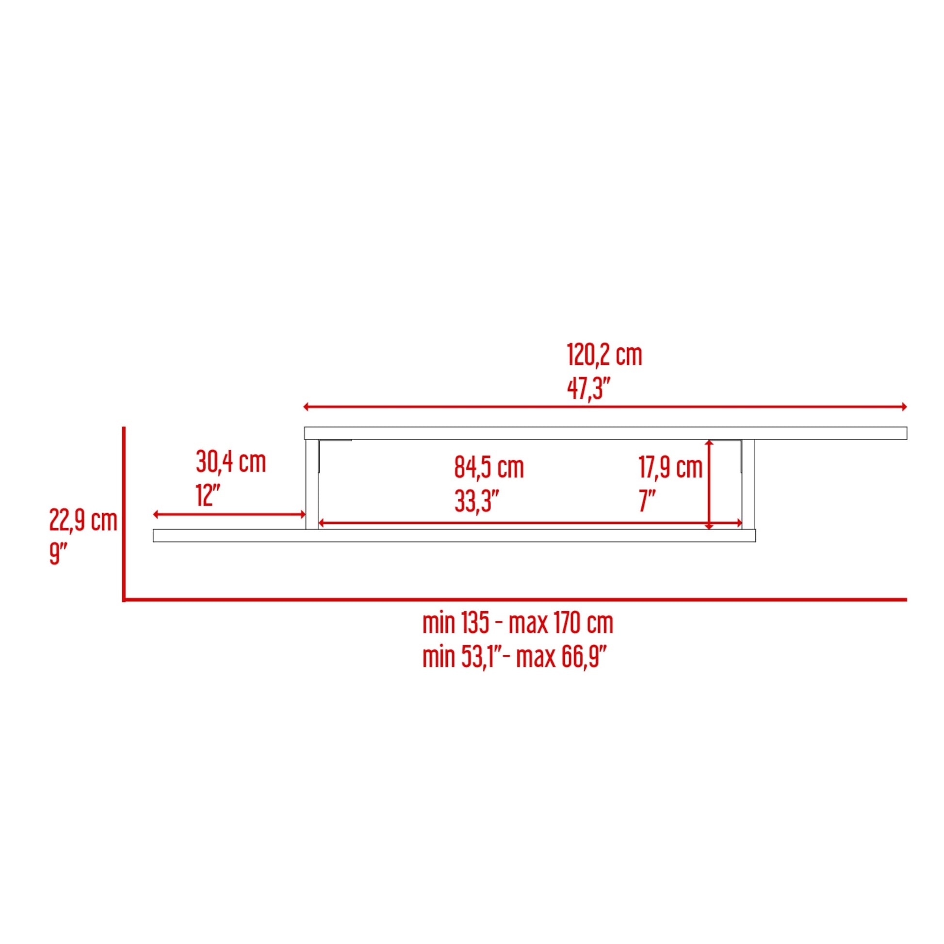 Rack De Tv Flotante Dili 22X170X29 Rta Wengue Zf