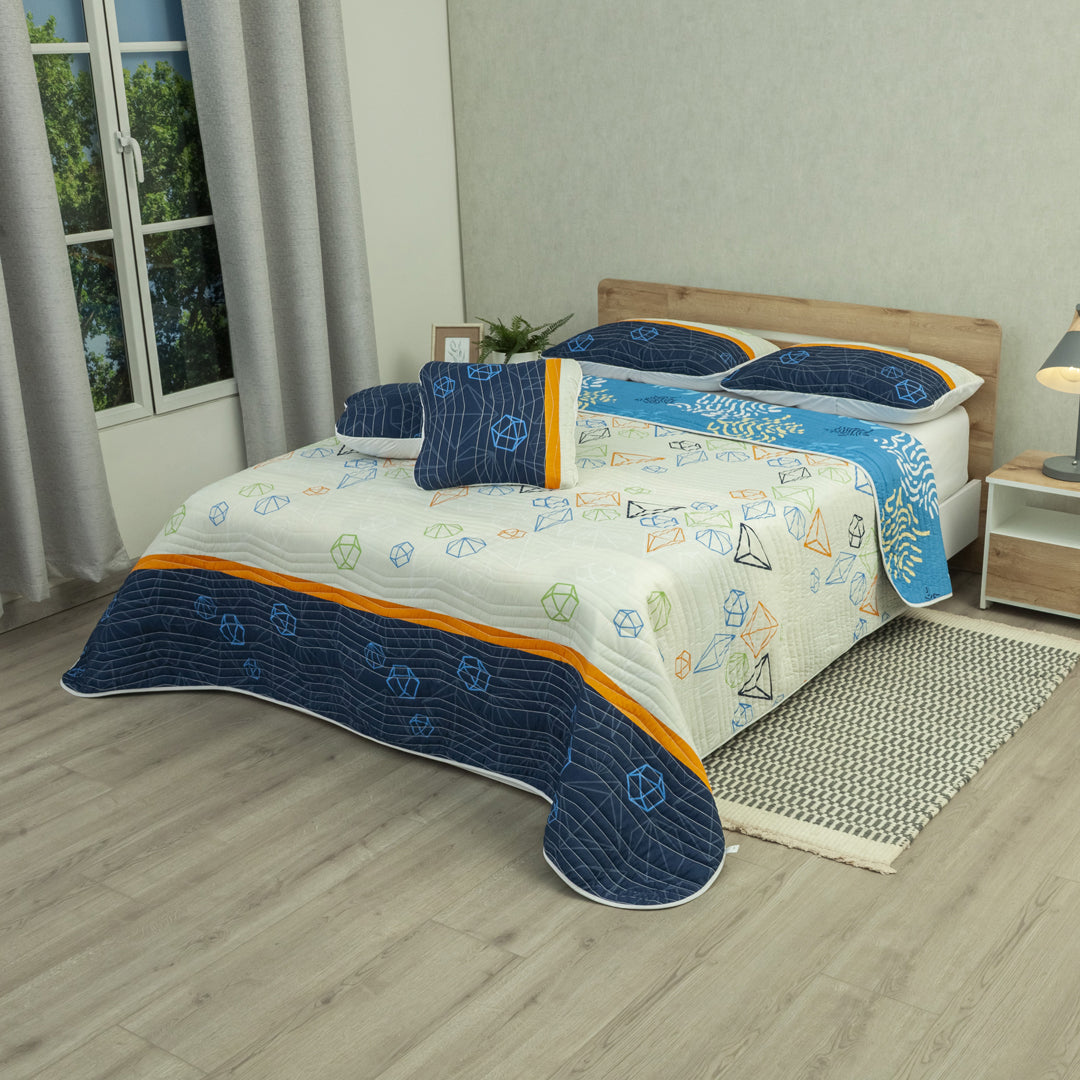 Cubrelecho Estampado Prensado Doble Faz Versos Cruzados