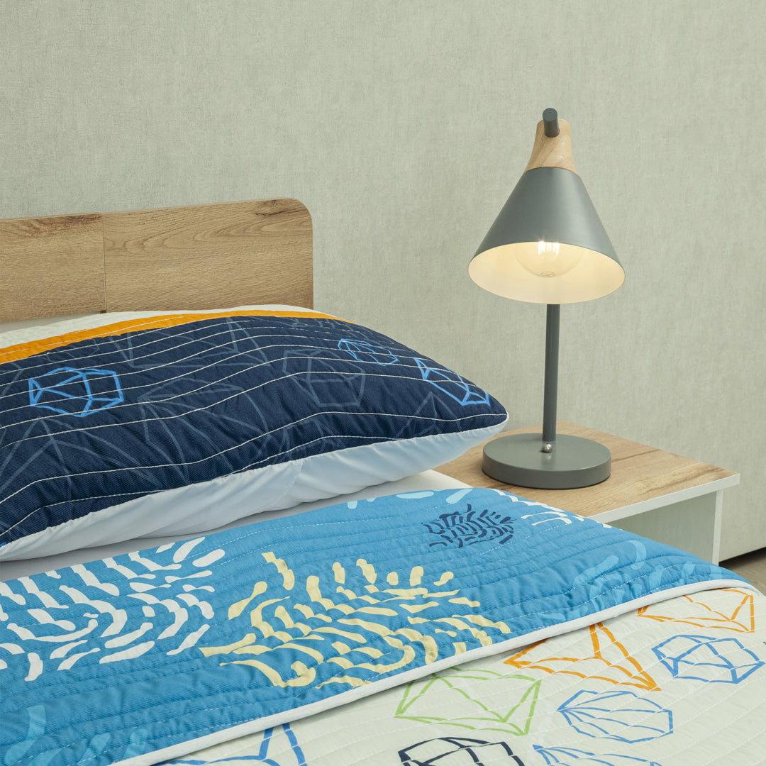 Cubrelecho Estampado Prensado Doble Faz Versos Cruzados