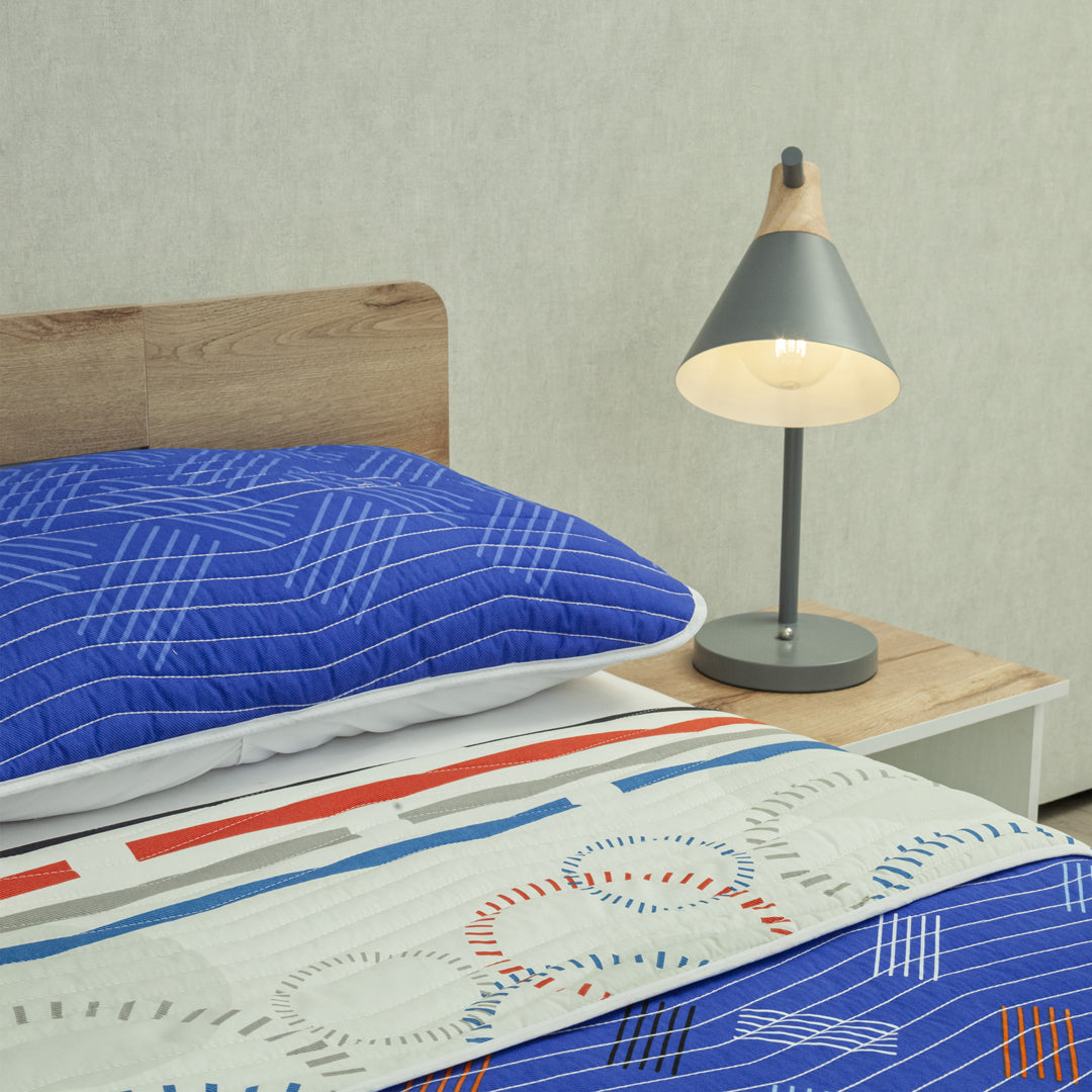 Cubrelecho Estampado Prensado Doble Faz City Code Azul