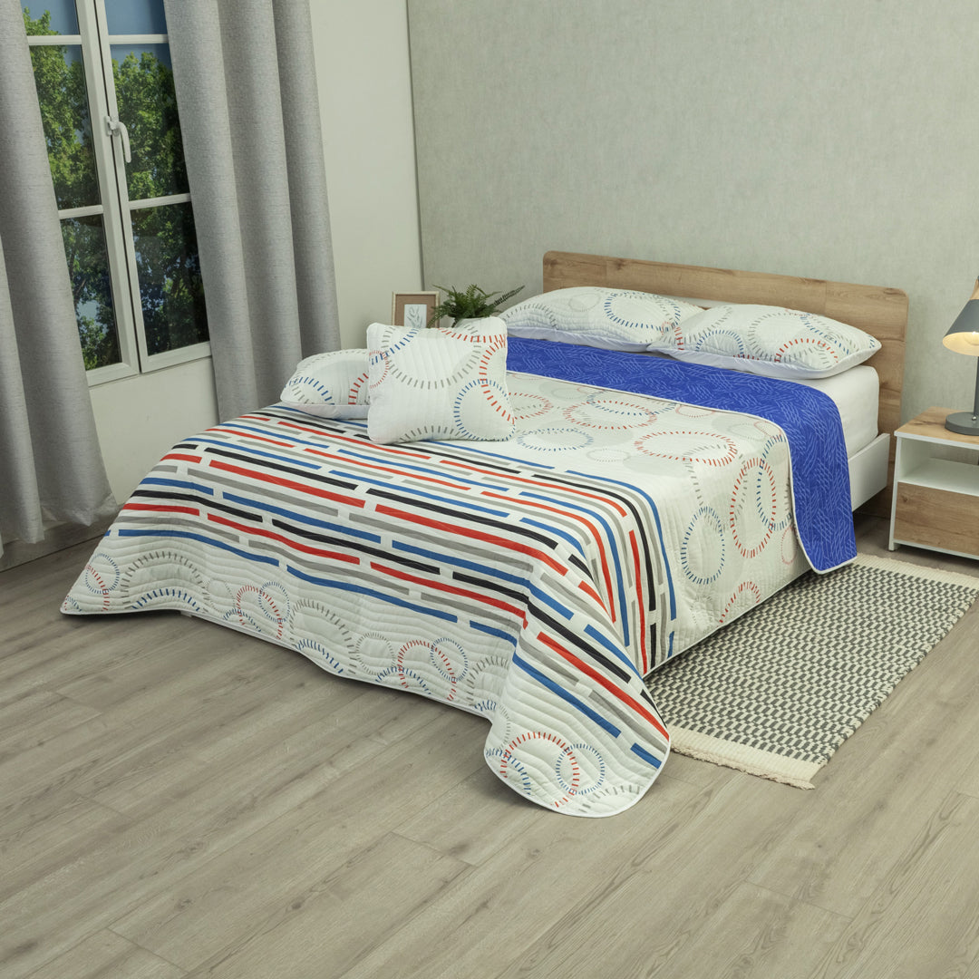 Cubrelecho Estampado Prensado Doble Faz City Code Azul