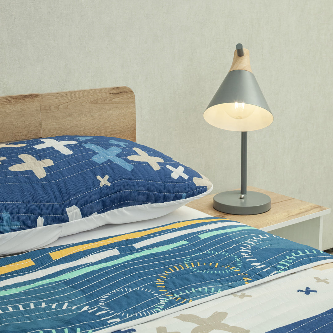 Cubrelecho Estampado Prensado Doble Faz Círculos Del Tiempo