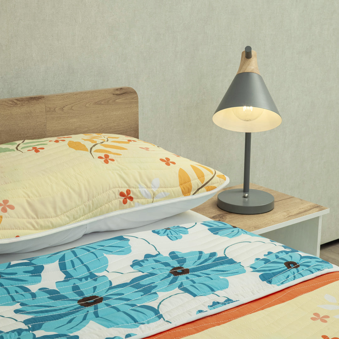 Cubrelecho Estampado Prensado Doble Faz Canto Tropical Fucsia