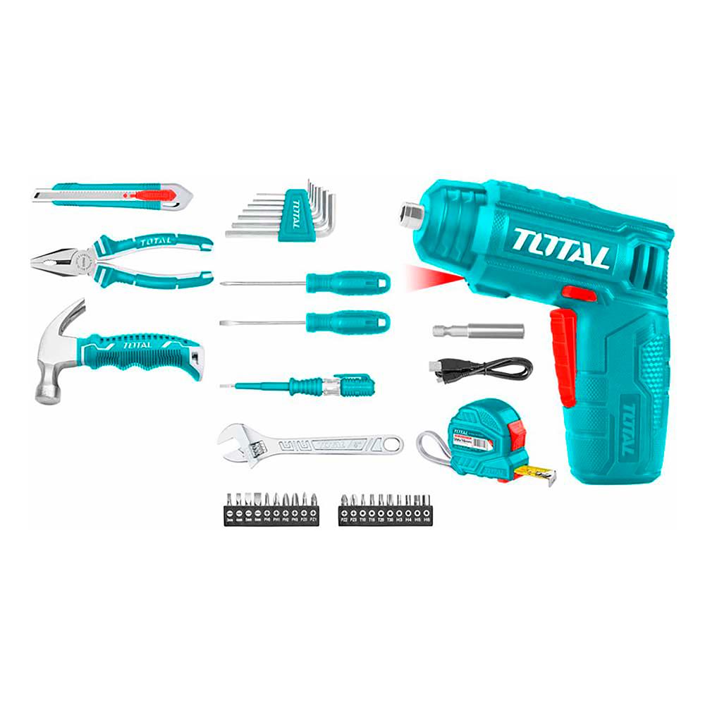 Atornillador Inalambrico 4V Estuche Plastico  37 Piezas Super Select Total Thkthp10386