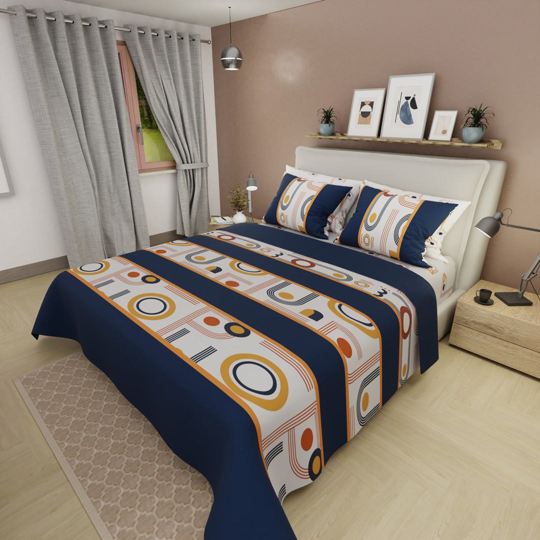 Juego De Sabanas Style 4 Fundas Órbita Azul