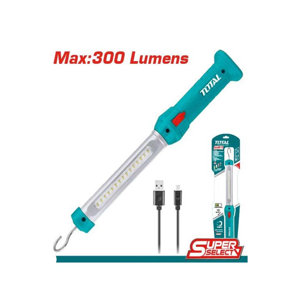 Lampara De Trabajo 300 Lumenes Recargable Con Gancho Super Select Total Twli35261