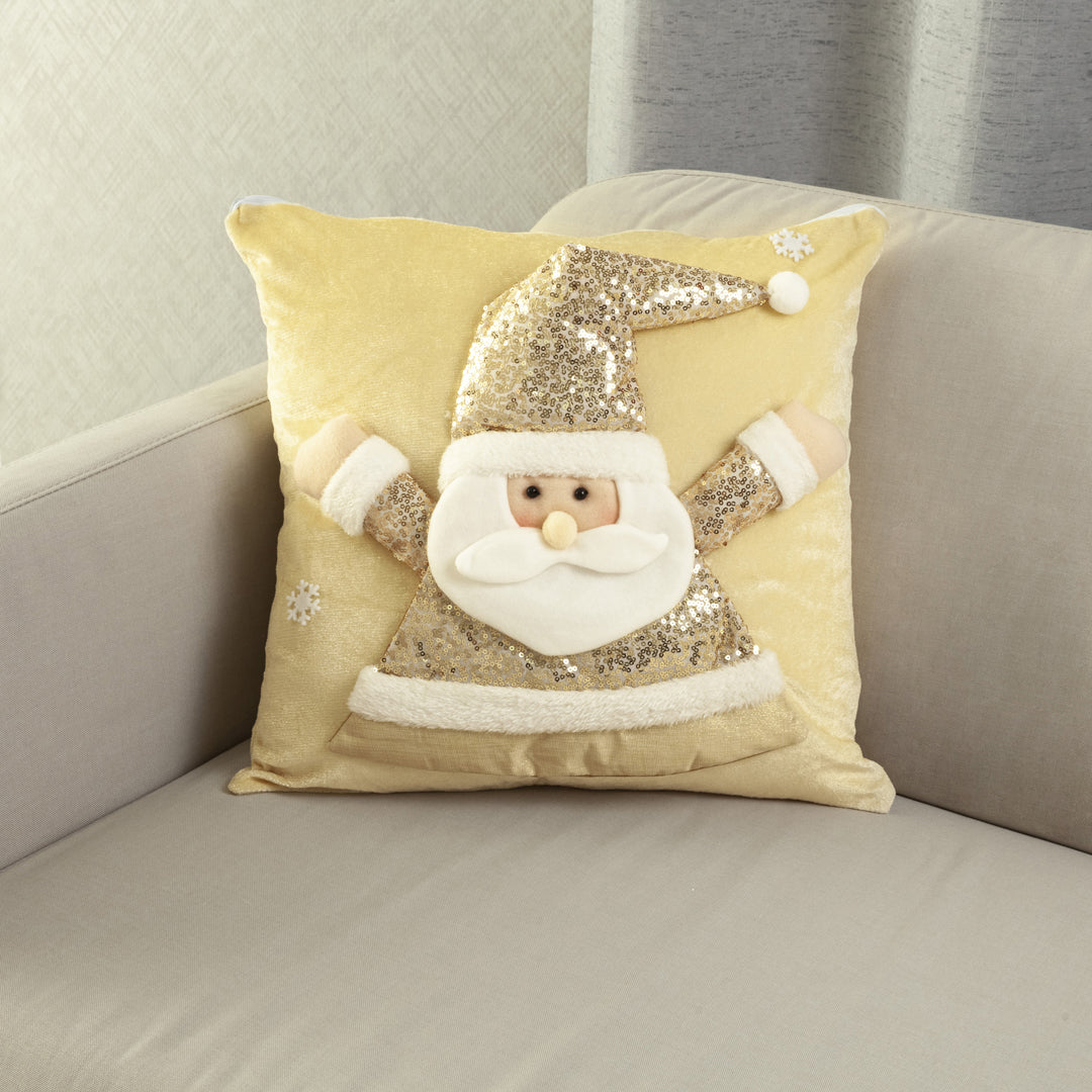Forro Cojín Decorativo Navidad Con Aplique Santa Chic