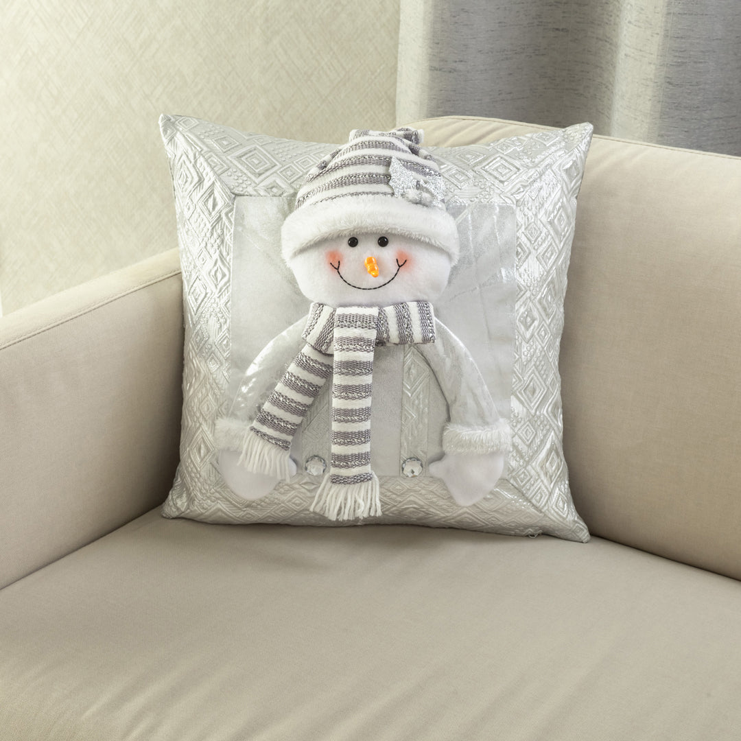 Forro Cojín Decorativo Navidad Con Aplique Frosty Silver