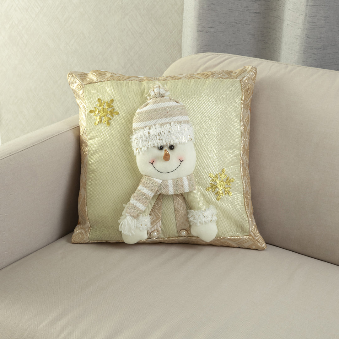 Forro Cojín Decorativo Navidad Con Aplique Copito Dorado