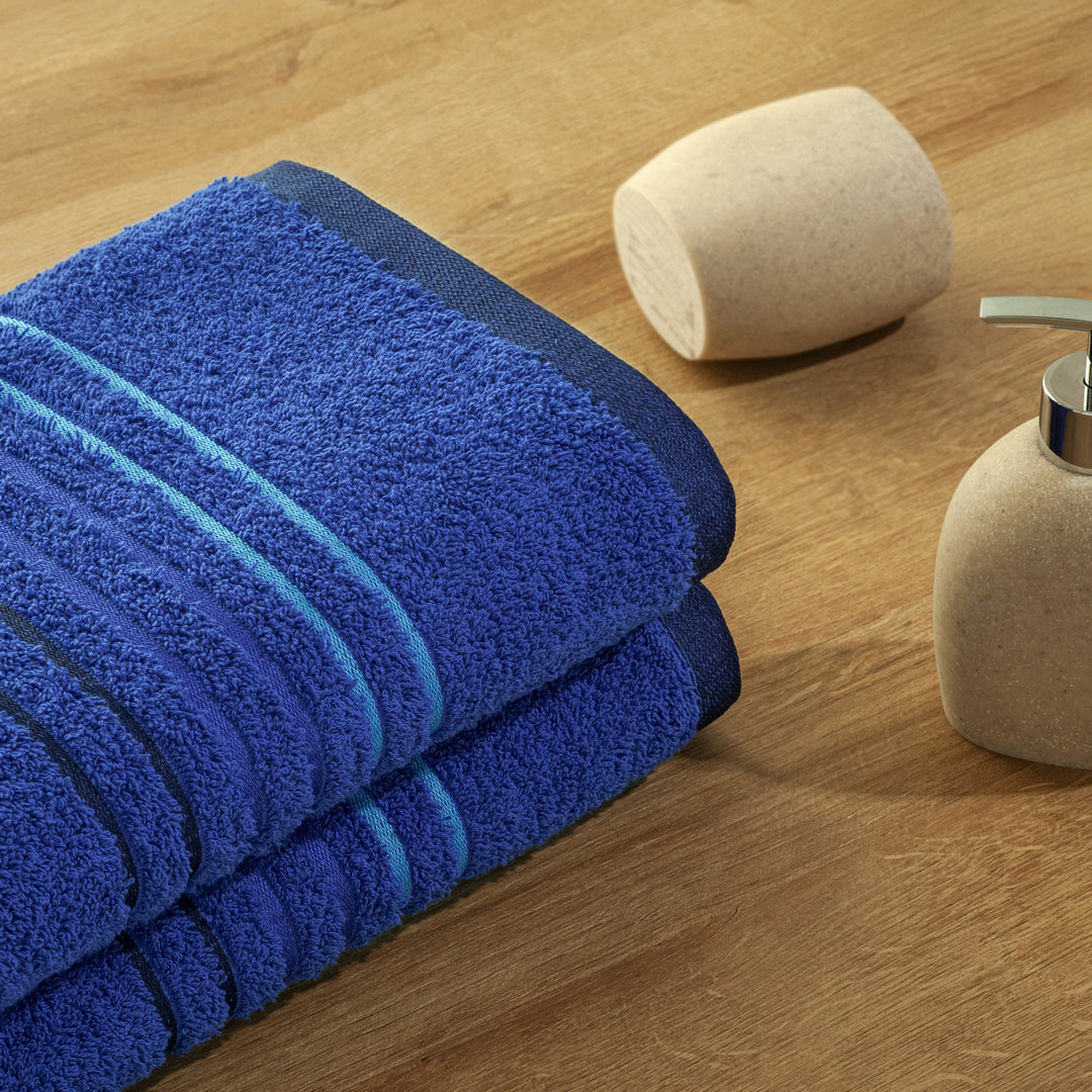 Toalla Mediterráneo Beige Azul Rey 550 Gr