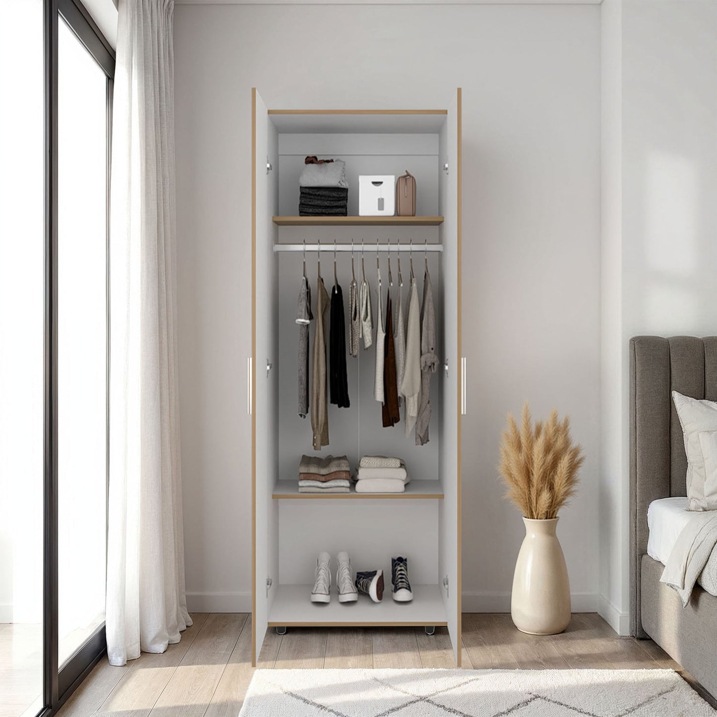 Closet Hogar 180 X 80 X 48 Rta Fresno + Blanco